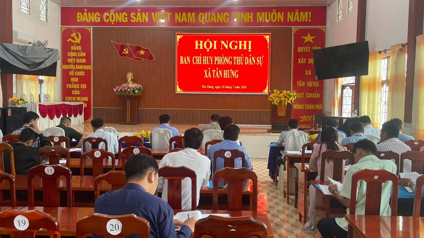 BAN CHỈ HUY PHÒNG THỦ DÂN SỰ XÃ TÂN HƯNG HỌP TRIỂN KHAI PHƯƠNG ÁN PHÒNG, CHỐNG THIÊN TAI