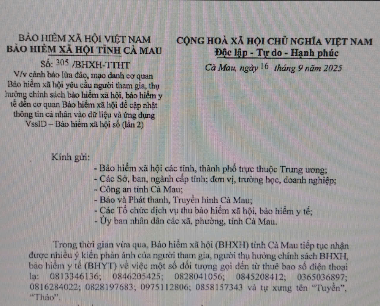 Cảnh báo lừa đảo, mạo danh cơ quan Bảo hiểm xã hội