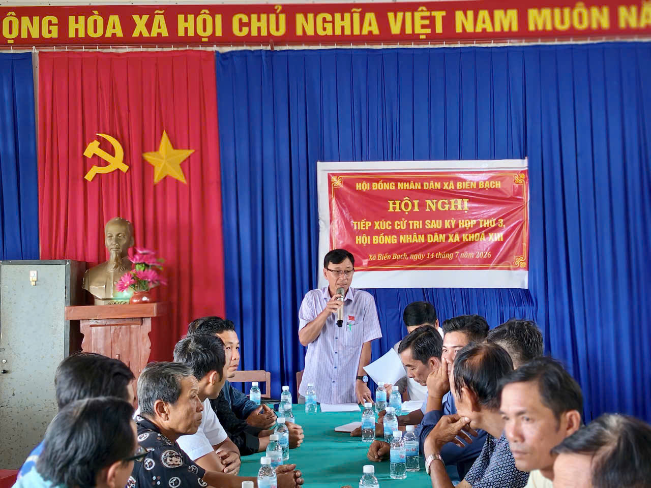 Hội đồng nhân dân xã Biển Bạch tổ chức Hội nghị tiếp xúc cử tri sau Kỳ họp thứ Ba, khóa XIII, nhiệm kỳ 2026 – 2031