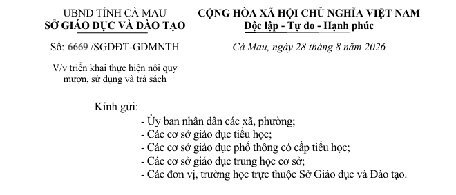 SỞ GIÁO DỤC VÀ ĐÀO TẠO VỀ HƯỚNG DẪN TIẾP NHẬN, QUẢN LÝ VÀ TỔ CHỨC CHO HỌC SINH, HỌC VIÊN MƯỢN SÁCH GIÁO KHOA