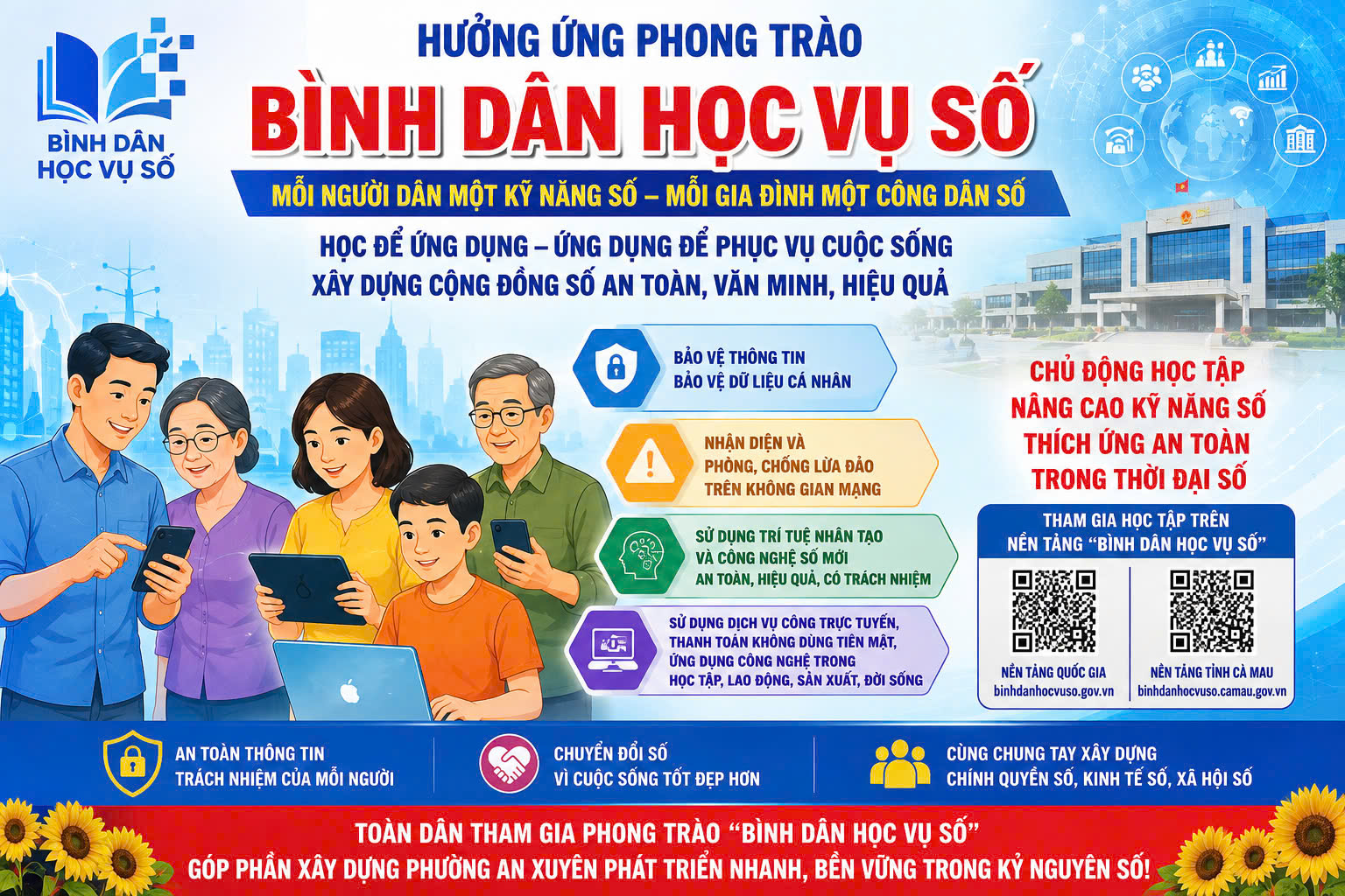 Đẩy mạnh Phong trào “Bình dân học vụ số”, nâng cao kỹ năng số cho cán bộ và Nhân dân