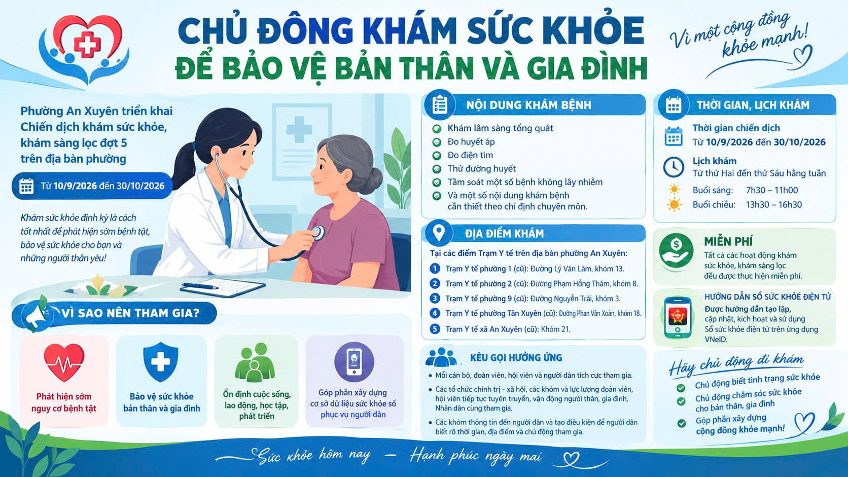 Chủ động khám sức khỏe để bảo vệ bản thân và gia đình