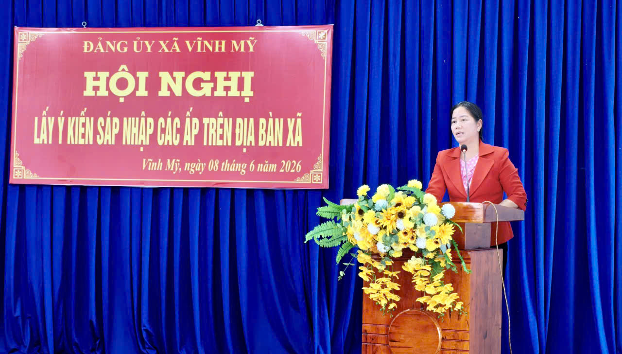 Xã Vĩnh Mỹ tổ chức Hội nghị lấy ý kiến về phương án sắp xếp, sáp nhập các ấp trên địa bàn xã 