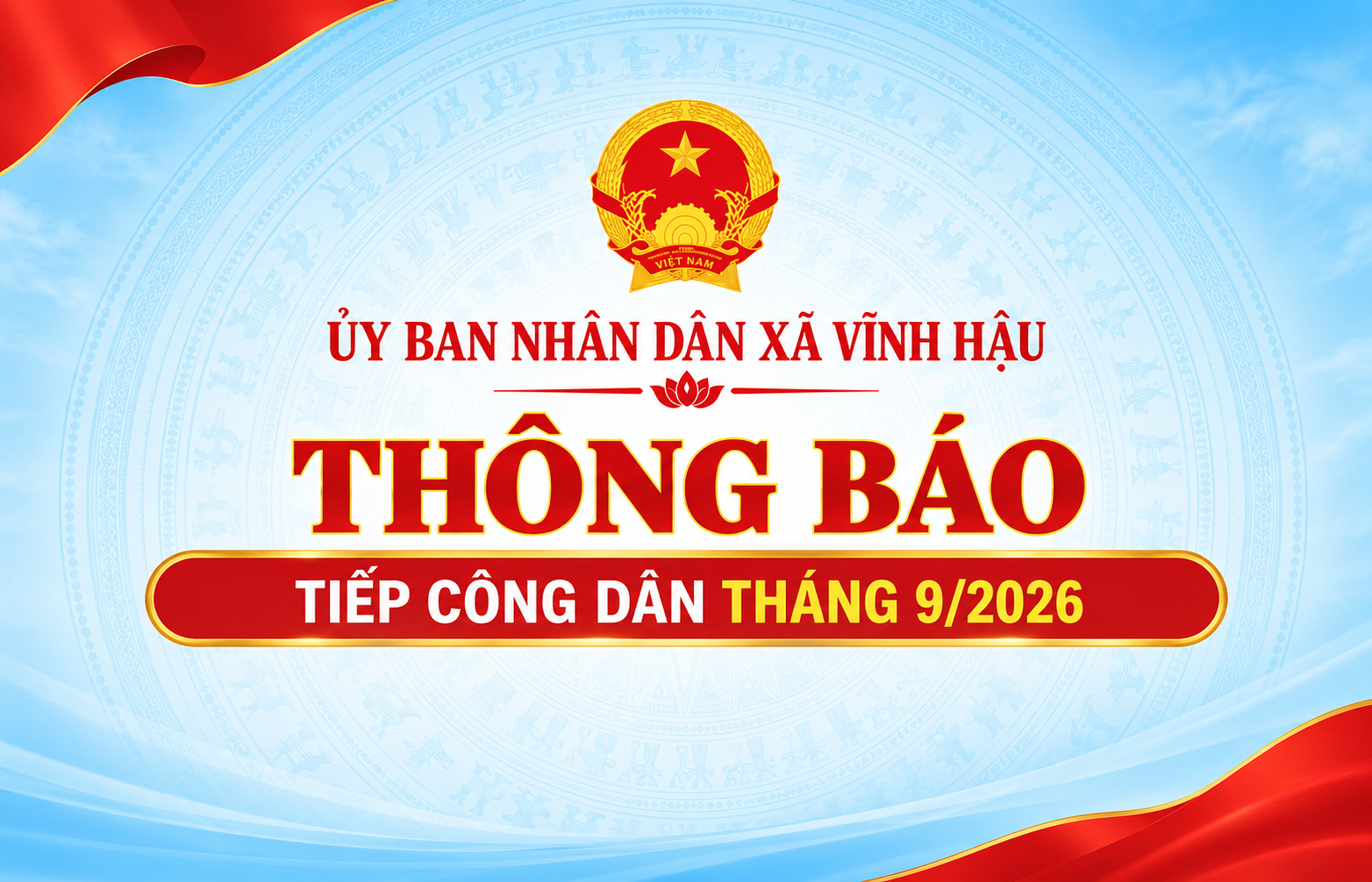 Lịch tiếp công dân định kỳ của Chủ tịch UBND xã tháng 09 năm 2026