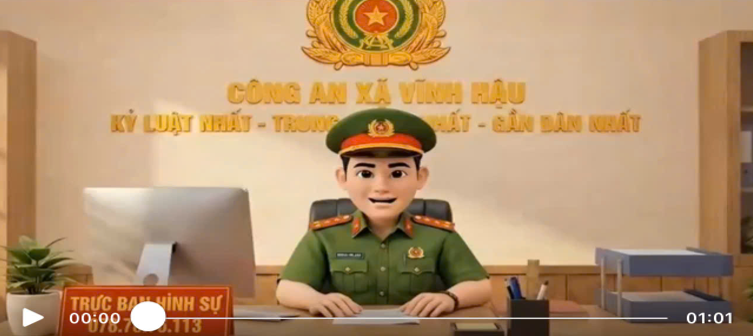 CÔNG AN XÃ VĨNH HẬU ĐẨY MẠNH ỨNG DỤNG CÔNG NGHỆ AI TRONG CÔNG TÁC TUYÊN TRUYỀN, GIÁO DỤC PHÁP LUẬT