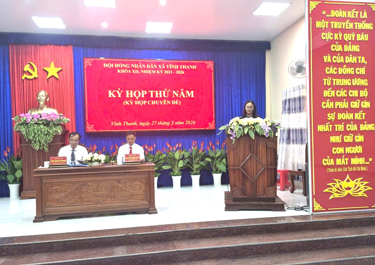 HỌP HỘI ĐỒNG NHÂN DÂN XÃ VĨNH THANH KHÓA XII, NHIỆM KỲ 2021–2026 KỲ HỌP THỨ NĂM (KỲ HỌP CHUYÊN ĐỀ)