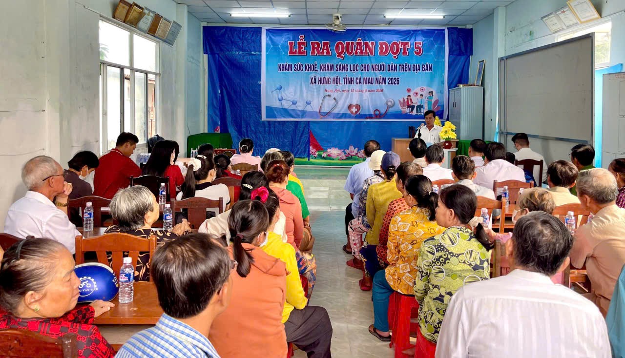 Lễ ra quân đợt 5 khám sức khỏe định kỳ, khám sàng lọc cho người dân trên địa bàn xã Hưng Hội năm 2026